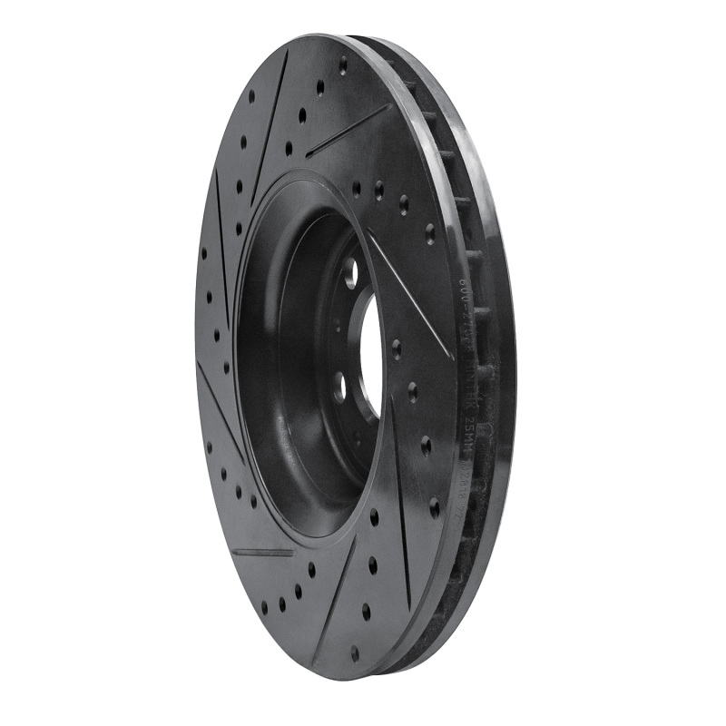 Volvo XC90 Brake Rotor (1) - Front Right - R1 Concepts - Drilled & Slotted - Black - `03-`09